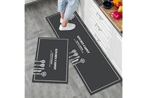 LY4U Set Tappetini da Cucina Antiscivolo Lavabile, 2 Pezzi Tappetini da Cucina Runner Set, 50x80 + 50x150 CM Tappetino da Terra per la Decorazione Domestica Ufficio Standing Desk