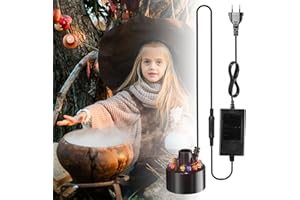 DoRight Brumisateur de Fontaine,RGB Humidificateur D'atomiseur D'étang, Atomiseur à Ultrasons avec Lumière LED, pour Halloween Pumpkin et Pot de Sorcière, Fêtes