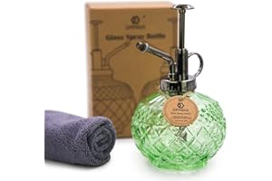 OFFIDIX Spray pour plantes en verre,300ml Vintage verre vaporisateur bouteille avec pompe à tête en plastique intérieur et extérieur pot sprinkler (vert)