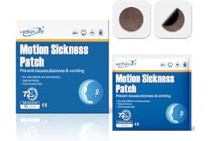 Hionfurt Motion Sickness Patches - 32 Count for Fast Nausea Relief in Car, Sea, Air Travel - Travel Sickness Patches Non-Drowsy, Effective, Lasts 72 Hours