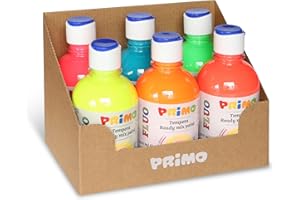 PRIMO - Tempere Lavabili per Bambini +3 Anni e Adulti, Colori per Bambini da 300 ml con Dosatore, Colori a Tempera per Dipingere Carta, Stoffa e Vetro, Pittura, Cartoleria, Lavoretti Creativi e Hobby