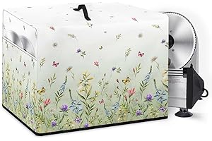 NETILGEN Fleischschneidemaschinen-Abdeckung, Abdeckung für elektrische Geräte, für Zuhause, Küche, Käsebrotschneider, waschbar, rechteckig, Schutzhülle für Frauen, Geschenk, Blumengrün