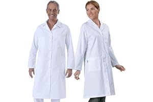 Hurry Jump Label Blouse Blouse Blanche Manches Manches Longues Chimie Laboratoire médical Sergé 210 gramme Couleurs Blanc Pressions inoxydables Lavage Machine 90 degrés ou Industriel
