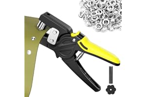 Nicrulp Set di Occhiellatrice (Ø 10mm) con 500 Occhielli, Pinze per Occhielli Professionali Metallici, Pinza Fustellatrice Manuale Adatto per Pelle Telone Cartone PVC Tessuto e Tende da Sole
