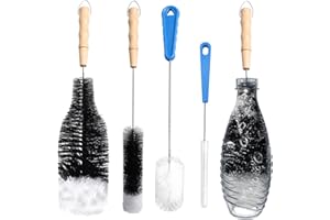 TECDW 4Pcs Set Cepillo para Botellas de Cristal,Cepillo Adecuado para Botellas SodaStream, Mango Largo Cepillo Limpieza hogar Limpieza sin arañazos,para Lavar Termos,BiberóN, Botella para Beber etc.