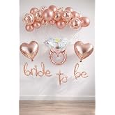Patladı Gitti Bride To Be El Yazısı, Tek Taş Y&uuml;z&uuml;k Ve Kalp Folyo Balonlu Rose Gold Set
