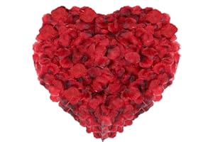 HONGCI 1000 szt. Czerwone jedwabne płatki róż, płatki róż do łóżka, romantyczne sztuczne płatki róż dekoracji, konfetti jedwabne płatki kwiatów na ślub, przyjęcie, urodziny, walentynki, romantyczna dekoracja na stół