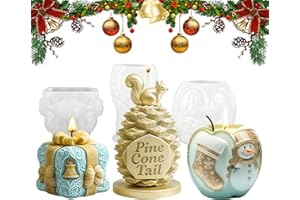 panemy Lot de 3 moules à bougies en silicone pour Noël, cadeaux de Noël, pour la fabrication de savons, bougies, décorations de plâtre (pommes de pin)