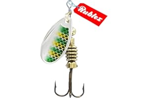 Rublex - Pack de 5 Cucharillas de Pesca Celta-2 GFS | Cebo Artificial de Pesca con Sistema Quita-Vueltas y Anzuelo Fácilmente Intercambiable, Color GFS Plata Verde Amarillo, 3'5gr
