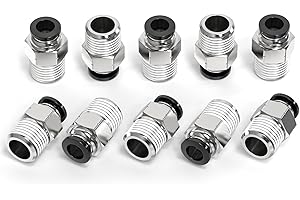 ERGAOBOY 10 Pièces Tube droit mâle 10MM OD x Filet 1/8" BSP Raccords Pousser pour connecter, Raccords pour tuyaux pneumatiques pour outils à air comprimé