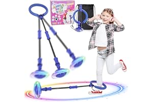 Hukermoon Swing Wheel mit Lichtrad, Springring Fußkreisel Kinder Blinkender Springring, Blinkender Sprungball, Sport Sprungball, Faltbarer Flash Jumping Ball, Knöchelsprungball für Kinder (Blau)