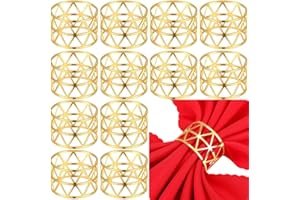 LATERN 12 Stück Goldene Serviettenringe, 4,5cm Weihnachtliche Hohle Serviettenhalter Dreieckige Serviettenschnalle für Weihnachten Mittagessen Thanksgiving Urlaub Hochzeit Party Tischdekoration