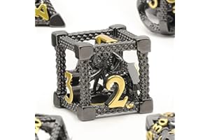 DND Dés Jeu de Role, Set de Dés Polyédriques D&D Dés de Jeux en Métal ZHOORQI 7 Pièces Dés Jeu de Role Cthulhu utilisé pour Le Jeu de Société Donjons et Dragons(Z-Black Gold)