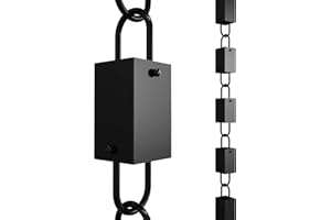 Rain Chains Direct Lien carré de 2,6 m de Long en Aluminium, revêtement en Poudre Noire, Remplacement Fonctionnel et décoratif pour gouttières