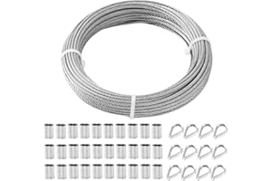 TooTaci Corda metallica da 3 mm, corda in acciaio inossidabile da 30 m/3 mm