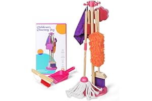 Myiosus Kids Cleaning Set, Realistic Toddler Cleaning Set Ages 3+, 8pcs Pretend Play Household Toys for Kids, Children Broom Brush Dustpan Mop Mini Housekeeping Toys for Toddlers, Boys and Girls