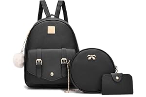 I IHAYNER Womens 3 Piece Fashion Leather Backpack Set Mini Backpack Handbag Rucksack Satchel Shoulder Bag for Ladies