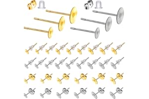 TOAOB THE ONE AND ONLY BABY TOAOB 300pcs Boucles D'Oreilles Poteaux Plat Pad en Acier Inoxydable 4mm 6mm 8mm avec Dos Papillon Apprêt et Fermoirs en Silicone Transparent pour Accessoires de Bijoux Fabrication Création