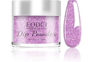 EODCI Nail Dipping Powder, 1 Oz Lilla Glitter Dip Polvere Starter Kit Dipping Build Powder Manicure Set French Polvere Nail Art Kit Kit per principianti Home DIY Nail Art System