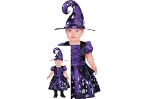 FIESTAS GUIRCA Costume da Streghetta Viola Magica per Bebè Bambina - Costume Halloween da Bebè con Cappello da Strega