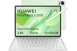 HUAWEI MatePad 12X 2025 Tablet 2.8K 12-inch PaperMatte Display, 144Hz, 12+256GB, 10100 mAh Battery, 66W SuperCharge, WiFi 7, WPS Office, 6 Speakers, UItra-light Keyboard + Free M-Pencil Pro, Green