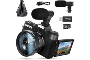 NBD Appareil Photo numérique pour la Photographie et la vidéo, Appareil Photo Vlogging 4K 48MP pour Youtube, écran Flip, WiFi, Zoom numérique 16X, Carte TF 32GB, Angle 52mm et Macro (Noir)