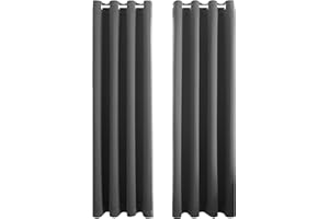 FLOWEROOM Blickdichte Gardinen Verdunkelungsvorhang - Lichtundurchlässige Vorhang mit Ösen für Schlafzimmer Geräuschreduzierung Grau 245x140cm(HxB), 2er Set