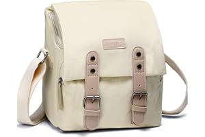 Cwatcun Bolsa para Cámara, Bolsas para Cámaras Pequeñas Impermeables Bolsa SLR Bolsa para Fotos Vintage De Lona Unisex para Cámaras SLR, Blanco, M
