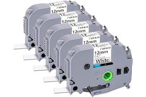 5x Hehua Etikettband Kompatibel med Brother TZe-231 12mm x 8m Svart på Vitt
