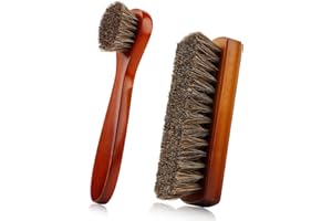 ZANZIKE Shoe Brush, Shoe Cleaning Brush, 2 Pieces Horsehair Shoe Brush, Boot Brush, Horse Hair Brush for Leather, Shoe Brushes for Cleaning, Leather Shoes Boot Cleaning Brush Care Clean Dauber Applicators