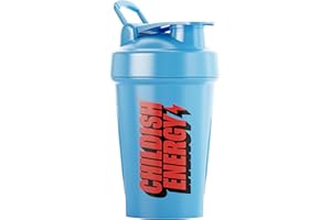 Childish Energy Drink Shaker Bottle - Shaker Bottle for Energy Drink Powder and Lump-Free Shakes - Leak-Proof & Sturdy Gym Shaker Cup - Protein Mixer to Stay Energised - 400ml/13.5oz, Blue