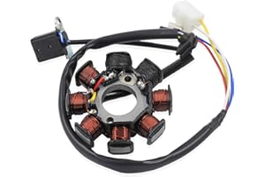 Trkimal Zündung Stator Magneto 4 Draht AC 8 Pol Spule für GY6 49cc 50cc 80cc 125cc 150cc139QMB 147QMD 152QMI 157QMJ Motor, GY6 Stator Passend für Scooter Moped ATV Dune Buggy Go Kart
