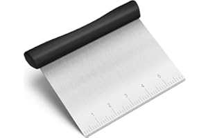 Rainspire Bench Scraper, Stainless Steel Dough Scraper, Pastry Scraper, Pizza and Dough Cutter Multi-Purpose Scraper/Chopper, Pizza Cutter Food Chopper Baking Supplies Kitchen Gadgets, Black