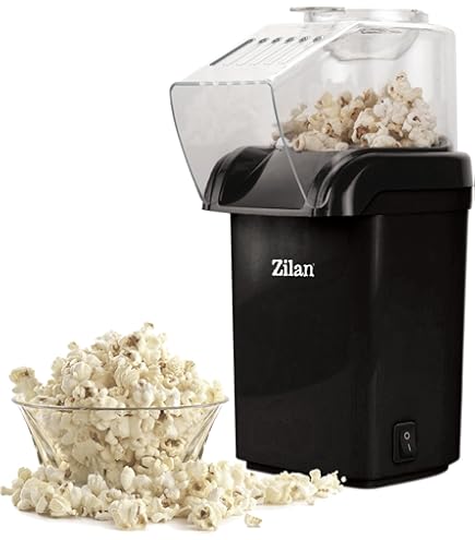 BLACK DECKER BXPC1100E – Popcorn Machine 1100 W | Oil Free | Ready in 3 min | Hot Air Technology | Large Capacity | Transparent Lid | Non-slip Base | Multifunctional Measuring Cup