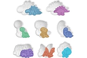 HYBER&CARA Stampi Per Biscotti Dinosauro Set 8 Pezzi Stampi Per Biscotti Animali Stampi Per Fondente Stampo Per Stantuffo Stampo Per Biscotti Stampi Per Biscotti Goffratura Fai Da Te Stampi Per Torte