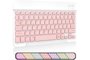 XIWMIX Ultra-Slim Wireless Bluetooth Keyboard-7 Colors Backlit Rechargeable Portable Keyboard for iPad（All Models Air/Pro/11th/10th/9th/8th/7th/Mini/Galaxy Tablets & iOS,Android,Windows Devices,Pink