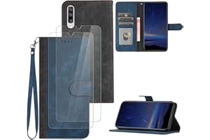 Hoyoikun Handyhülle Kompatibel Mit Samsung Galaxy A50/A50S,[Verschenke 2 Stück Full Screen Schutzfolie],Premium PU Leder Flip Case,Magnetverschluss,Standfunktion, Kartenschlitz-Blau