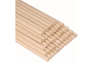 Belle Vous Natural Round Wood Stick (Pack of 50) - Wooden Stick - 10 mm x 30 cm - Extra Long and Raw Solid Wood Rod for Arts and Crafts