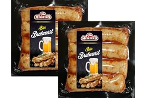 MEISTER'S Grillpaket Barbecue Bratwurst ohne Darm | marinierte Bratwürste mit BBQ und Bier Marinade und naturbelassen Wurst zum Grillen Biermarinade 8 x 50g