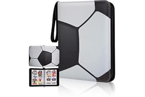 UNIGUARDIAN Football Card Binder 4 Pocket, Waterproof PU Leather Football Card Holder, 50 Pages 400 Pocket Zip Trading Card Folder Album