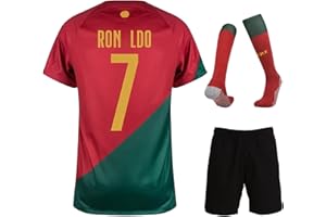 IHIMI Legende #7 Trikot Kinder Set – Portugal Final 2022 Fan Outfit in Rot-Grün mit Shorts & Socken – Fußballtrikot Jungen Retro Stil – Größen 128–176