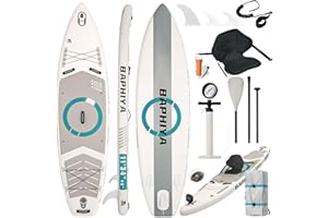 BAPHIYA Inflatable Stand Up Paddle Board with Kayak Seat for Adults, Advanced 335cm/11ft SUP with Camera Base, 2 Storage Areas, 11'x34''x6'' ISUP with Complete Kit