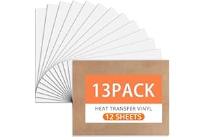 HTVRONT White HTV Heat Transfer Vinyl Bundle - 13 Pack 12" x 10" White Iron on Vinyl for T-Shirt, Heat Transfer Vinyls for Silhouette Cameo or Heat Press Machine