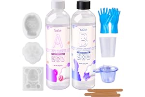 YUMCRAFT Gel transparente para hacer Squishy Maker, 500 g de goma de silicona supersuave para Taba Squishy | Squishy Maker, AB 1:1 silicona líquida, juego de hacer formas: pata de gato + pez + oso