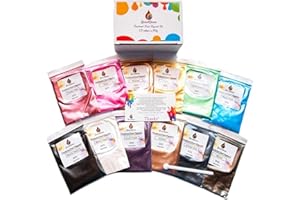 RESIN4DECOR Pigmentos 12x10g Colores Natural Mica Tintes para teñir Resina Epoxi Jabones Slime Pintura 120g