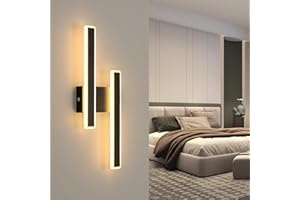 DELIPOP Lámpara de Pared LED, 32W 3600LM Aplique de Pared Interior LED Negro, Iluminación de Pared Acrílico para Dormitorio Sala de Estar Escaleras Pasillo, Luz Calida 3000K