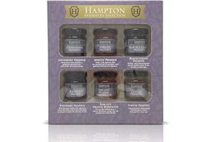 Hampton Preserves Finest Selection Apricot, Lemon Curd, Marmalade, Strawberry, Raspberry & Blackcurrent Jam Gift Set Mini Jars