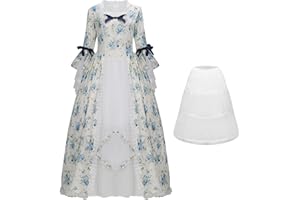 NUWIND Suknia balowa w stylu rokoko, gotyckim, wiktoriańskim, kostium retro, kwiatowy nadruk, renesans, vintage, średniowieczny, elegancki, koktajl, koronka, gorset, bal