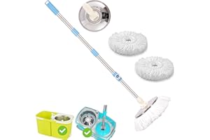 ARSUK Mop per Pulizia Regolabile e Girevole 360°, Manico Estensibile in Acciaio Inossidabile 127cm bastone per lavare pavimenti, 2 Teste in mocio lavapavimenti ricambio– Pulizia su Tutte le Superfici