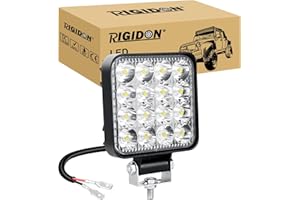 RIGIDON 1 Pcs Faro de trabajo rectangular, 3.3 pulgadas mini 48W, Spot lámpara para off road camión coche ATV 4x4 tractor moto, Exterior foco led 12v 24v spotlights faros antiniebla